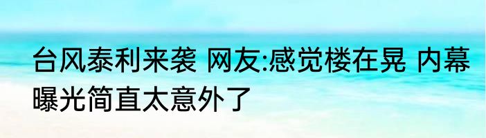 台风泰利来袭 网友:感觉楼在晃 内幕曝光简直太意外了