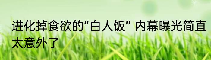 进化掉食欲的“白人饭” 内幕曝光简直太意外了