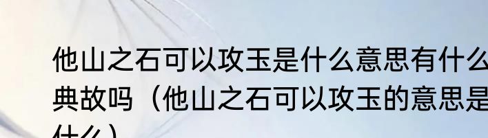 他山之石可以攻玉是什么意思有什么典故吗（他山之石可以攻玉的意思是什么）