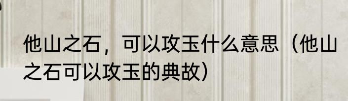 他山之石，可以攻玉什么意思（他山之石可以攻玉的典故）