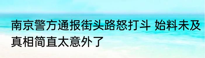 南京警方通报街头路怒打斗 始料未及真相简直太意外了