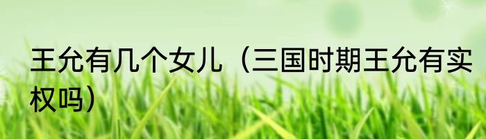 王允有几个女儿（三国时期王允有实权吗）