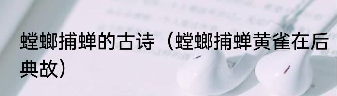 螳螂捕蝉的古诗（螳螂捕蝉黄雀在后典故）