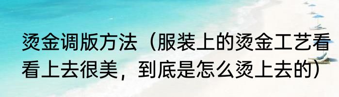 烫金调版方法（服装上的烫金工艺看看上去很美，到底是怎么烫上去的）