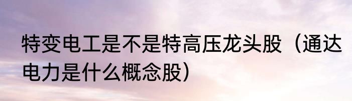 特变电工是不是特高压龙头股（通达电力是什么概念股）