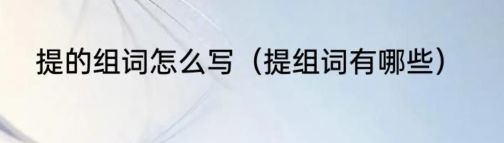 提的组词怎么写（提组词有哪些）