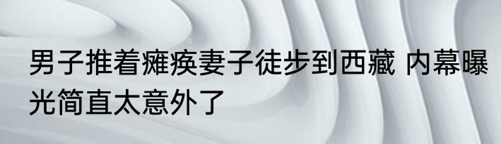 男子推着瘫痪妻子徒步到西藏 内幕曝光简直太意外了