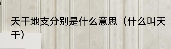 天干地支分别是什么意思（什么叫天干）