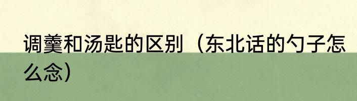 调羹和汤匙的区别（东北话的勺子怎么念）