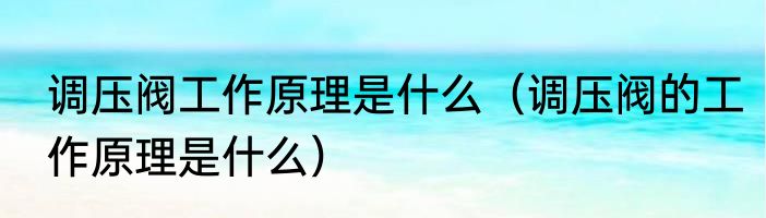 调压阀工作原理是什么（调压阀的工作原理是什么）