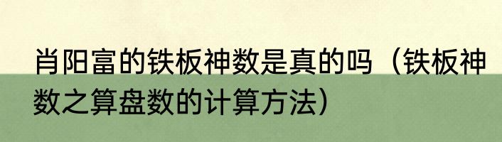 肖阳富的铁板神数是真的吗（铁板神数之算盘数的计算方法）