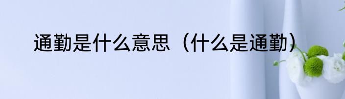 通勤是什么意思（什么是通勤）