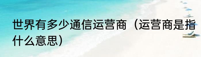 世界有多少通信运营商（运营商是指什么意思）