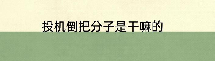 投机倒把分子是干嘛的