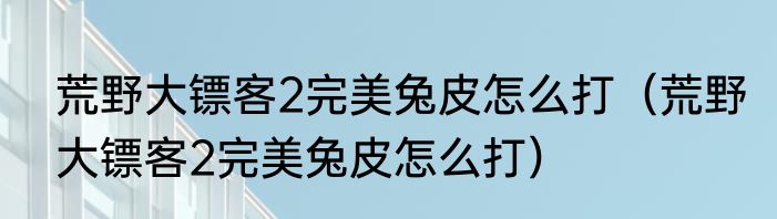 荒野大镖客2完美兔皮怎么打（荒野大镖客2完美兔皮怎么打）