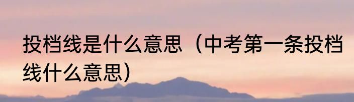 投档线是什么意思（中考第一条投档线什么意思）