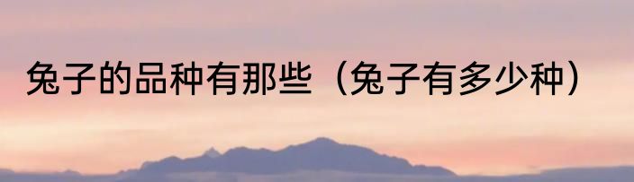 兔子的品种有那些（兔子有多少种）