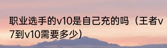 职业选手的v10是自己充的吗（王者v7到v10需要多少）