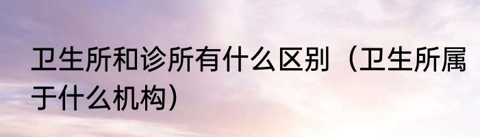 卫生所和诊所有什么区别（卫生所属于什么机构）