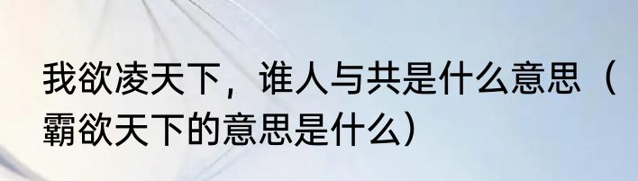 我欲凌天下，谁人与共是什么意思（霸欲天下的意思是什么）