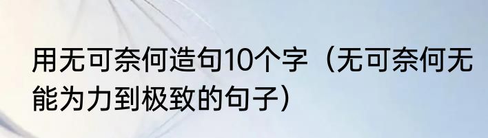 用无可奈何造句10个字（无可奈何无能为力到极致的句子）