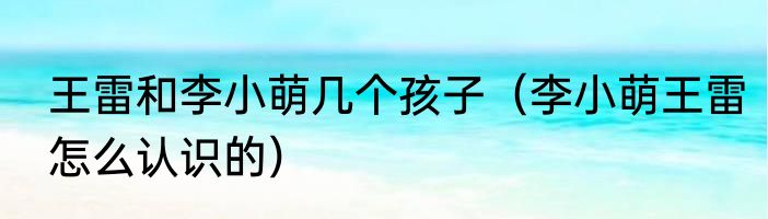 王雷和李小萌几个孩子（李小萌王雷怎么认识的）