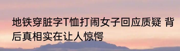 地铁穿脏字T恤打闹女子回应质疑 背后真相实在让人惊愕