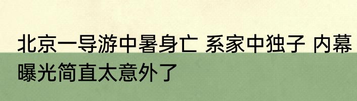 北京一导游中暑身亡 系家中独子 内幕曝光简直太意外了