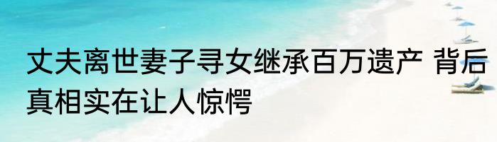 丈夫离世妻子寻女继承百万遗产 背后真相实在让人惊愕