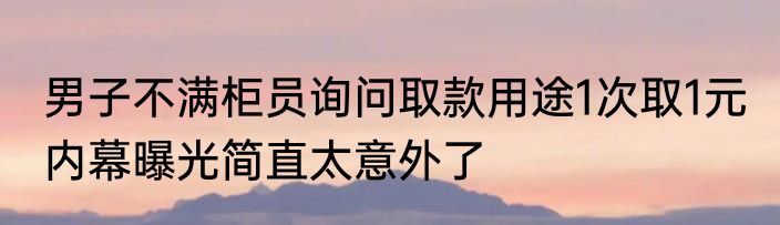 男子不满柜员询问取款用途1次取1元 内幕曝光简直太意外了