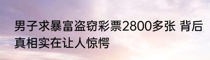 男子求暴富盗窃彩票2800多张 背后真相实在让人惊愕