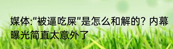 媒体:“被逼吃屎”是怎么和解的? 内幕曝光简直太意外了