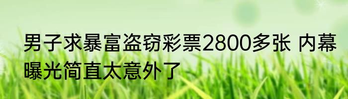男子求暴富盗窃彩票2800多张 内幕曝光简直太意外了