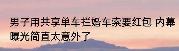 男子用共享单车拦婚车索要红包 内幕曝光简直太意外了