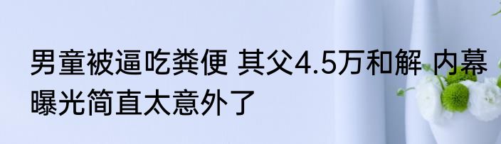 男童被逼吃粪便 其父4.5万和解 内幕曝光简直太意外了