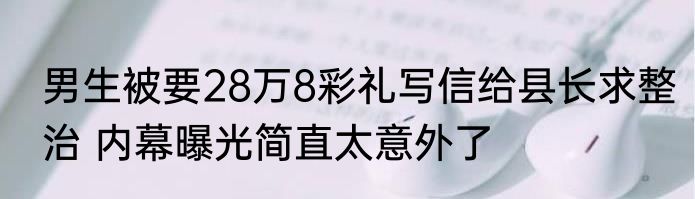 男生被要28万8彩礼写信给县长求整治 内幕曝光简直太意外了