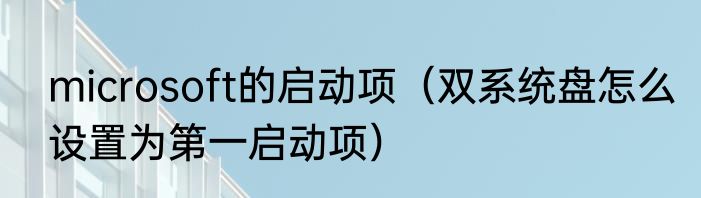 microsoft的启动项（双系统盘怎么设置为第一启动项）