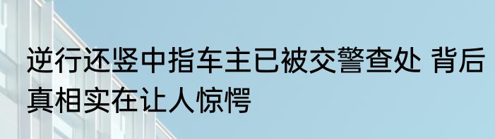 逆行还竖中指车主已被交警查处 背后真相实在让人惊愕
