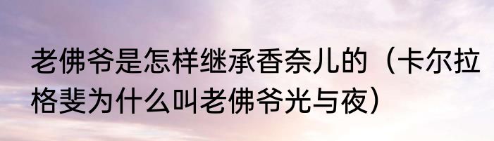 老佛爷是怎样继承香奈儿的（卡尔拉格斐为什么叫老佛爷光与夜）