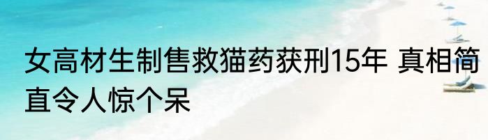 女高材生制售救猫药获刑15年 真相简直令人惊个呆
