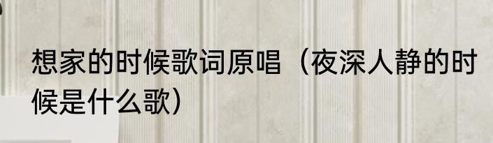 想家的时候歌词原唱（夜深人静的时候是什么歌）