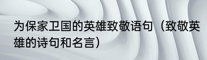 为保家卫国的英雄致敬语句（致敬英雄的诗句和名言）