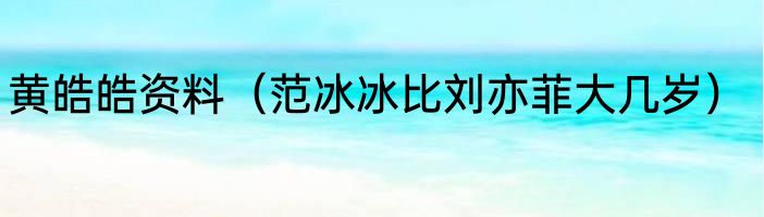 黄皓皓资料（范冰冰比刘亦菲大几岁）