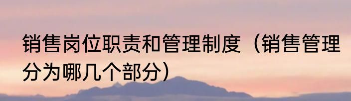 销售岗位职责和管理制度（销售管理分为哪几个部分）