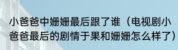 小爸爸中姗姗最后跟了谁（电视剧小爸爸最后的剧情于果和姗姗怎么样了）