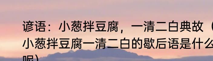 谚语：小葱拌豆腐，一清二白典故（小葱拌豆腐一清二白的歇后语是什么呢）
