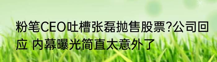 粉笔CEO吐槽张磊抛售股票?公司回应 内幕曝光简直太意外了