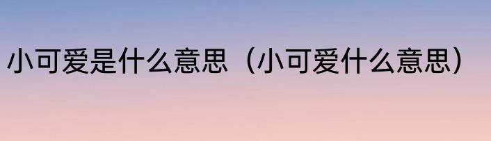 小可爱是什么意思（小可爱什么意思）