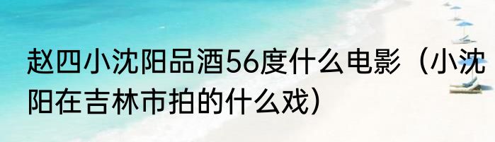 赵四小沈阳品酒56度什么电影（小沈阳在吉林市拍的什么戏）