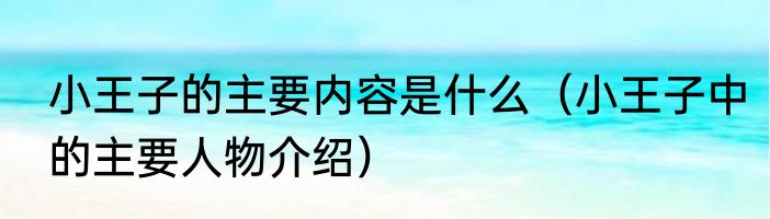 小王子的主要内容是什么（小王子中的主要人物介绍）